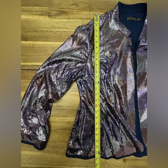 Picadilly Fashions Sequin Open Front Blazer Shiny Sparkly Size XXL - Picture 7 of 12